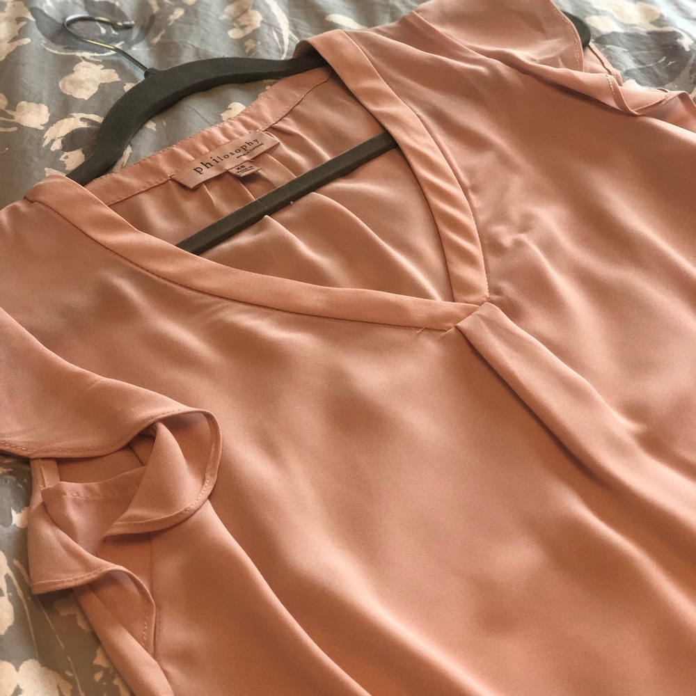 PHILOSOPHY Pink RUFFLED Tank Top Blouse